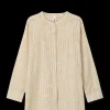 Outlet Monochrome Lines Ida shirt XS okker/hvid | Køb her Nattøj|Toppe