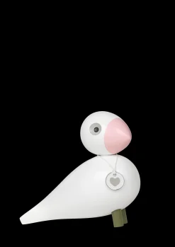 Best Sangfugl Love H15.5 cm hvid/rosa | Køb her Træfigurer & Skulpturer