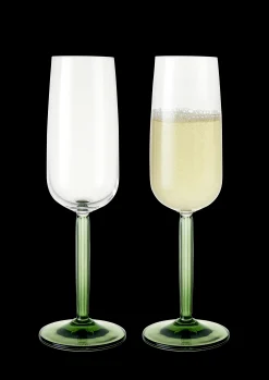 Discount Hammershøi Champagneglas 24 cl grøn 2 stk. | Køb her Champagneglas|Vinglas