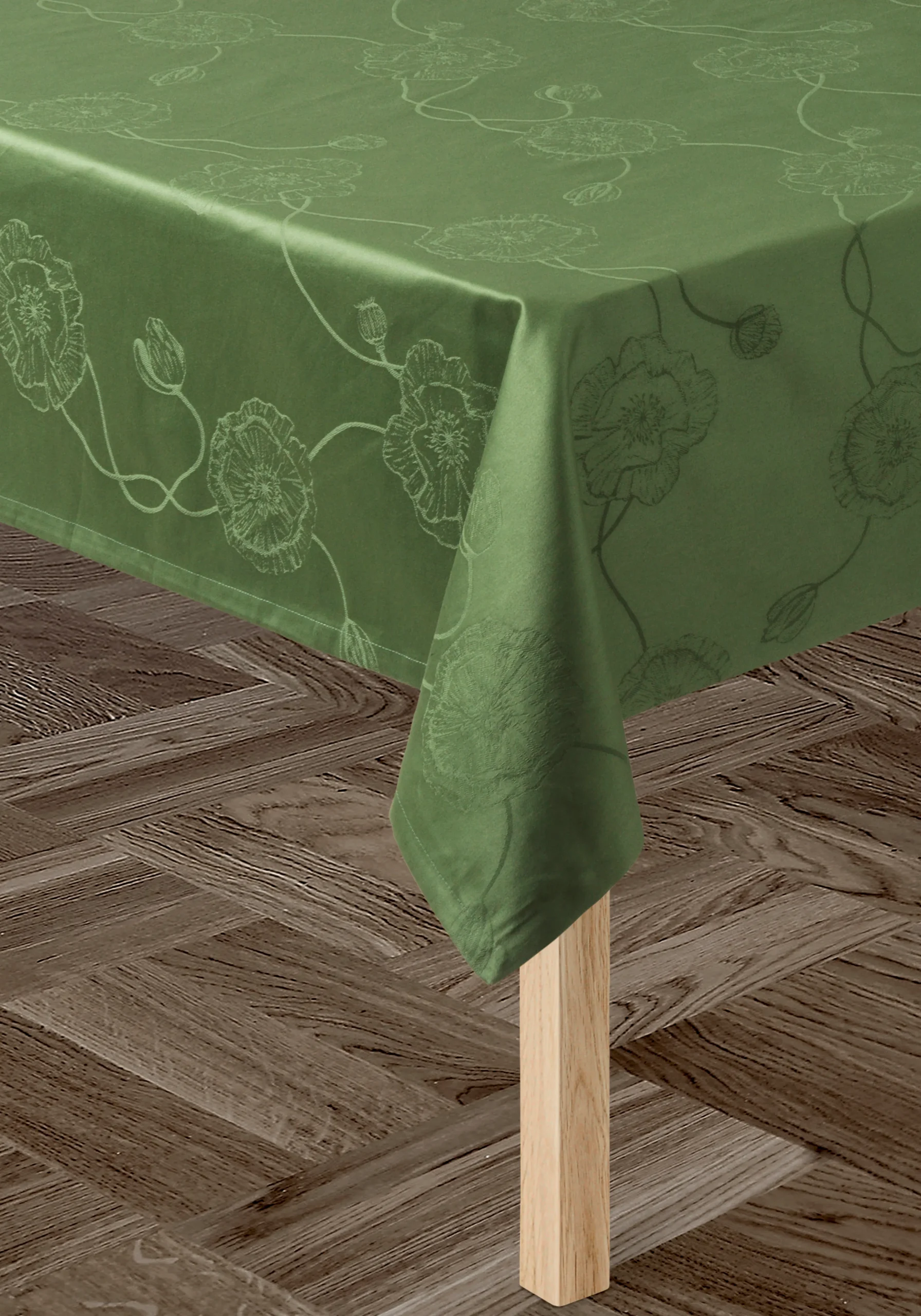 Discount Hammershøi Poppy Damaskdug 150x270 cm grøn | Køb her Duge|Duge
