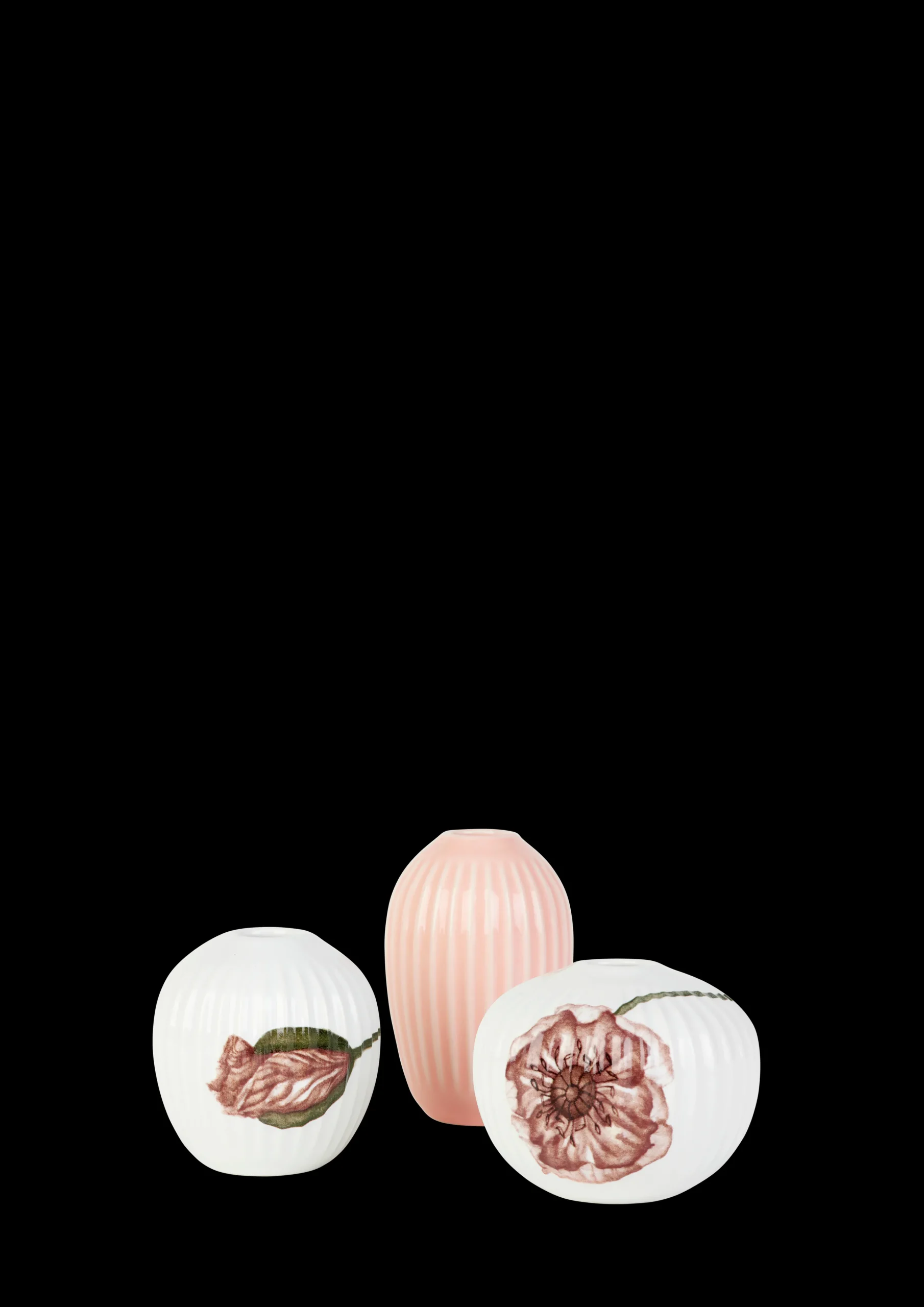Discount Hammershøi Poppy Vase miniature hvid m. deko 3 stk. Vaser & Urtepotteskjulere